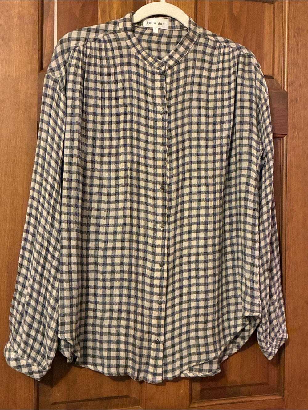 Bella Dahl Oversized Black and Cream Checked Button-Down Shirt